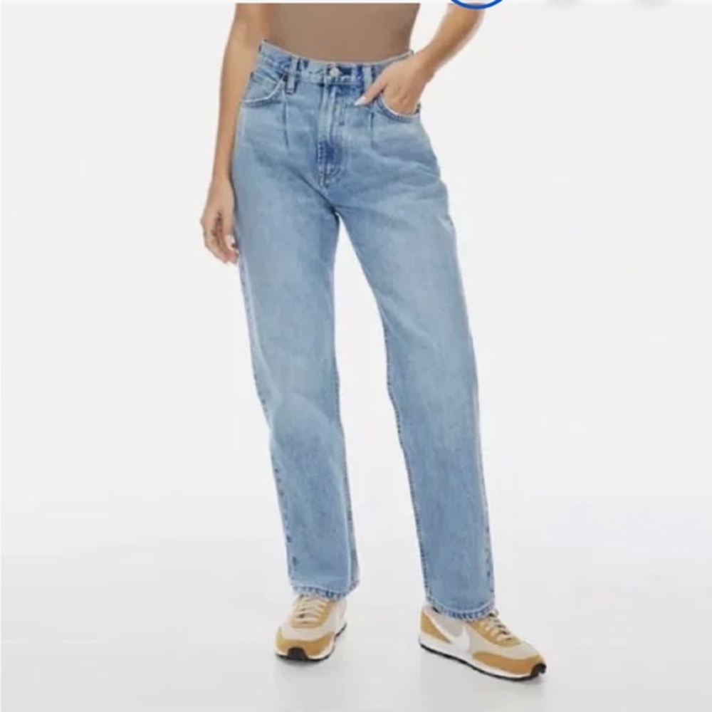 Aritzia Denim Forum The Anita Super High Loose Blue Jeans Size 24 Pleated Cotton